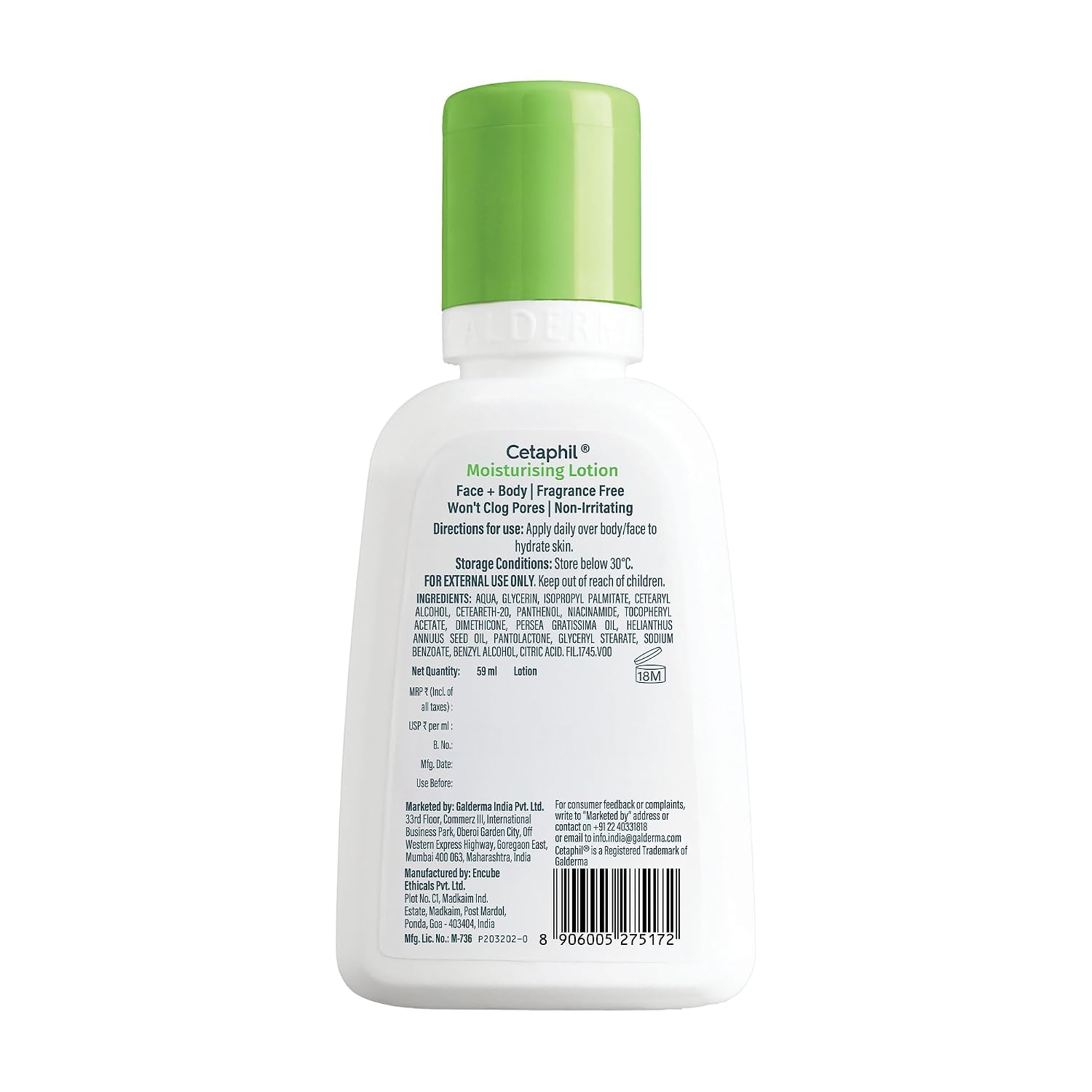 Cetaphil Moisturising Lotion 59 ml for Face & Body, Hydrating Moisturizer for Normal & Dry Skin, Dermatologist Recommended
