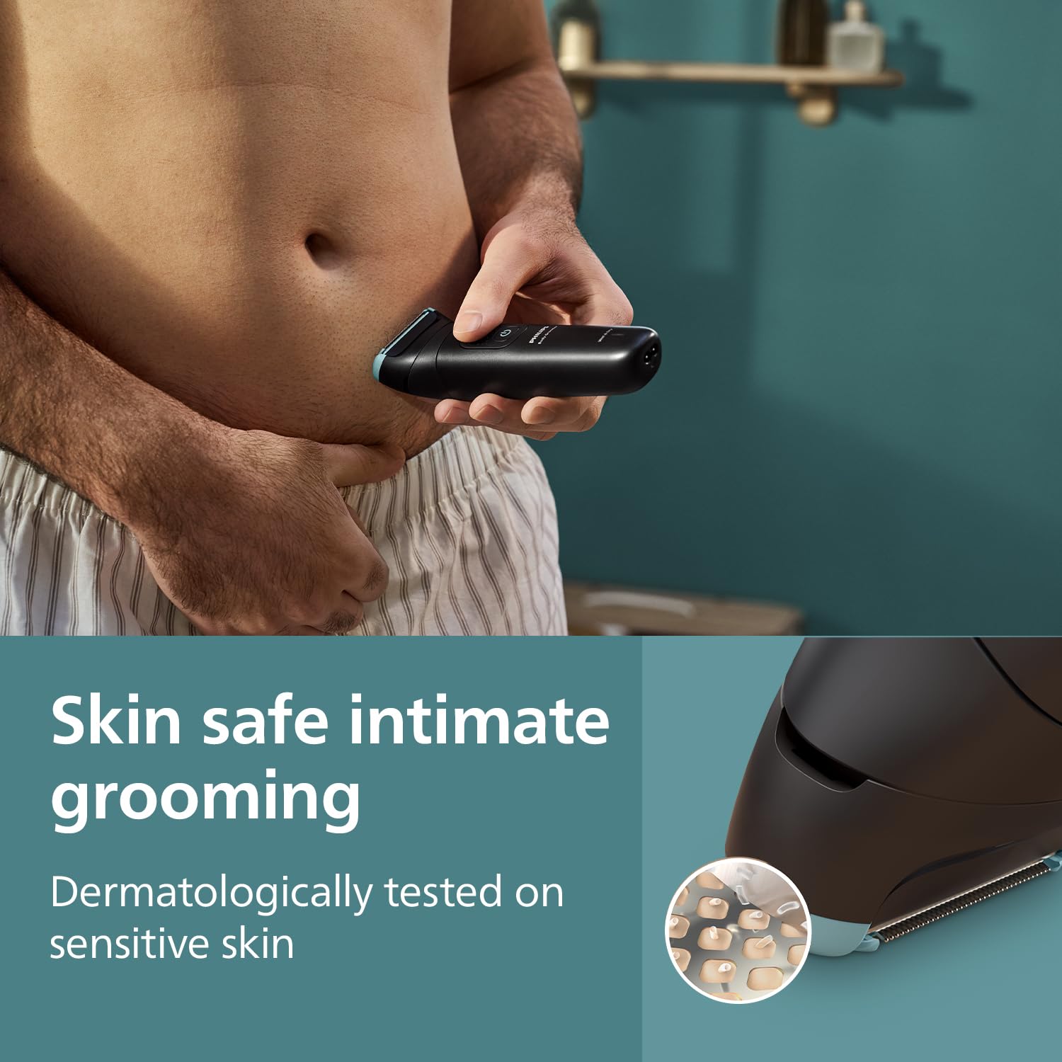 Philips Body & Balls Trimmer for Men Private Parts | Safe Intimate Grooming | Clinically Tested on Sensitive Skin | 100% Showerproof | 60min runtime | 5yrs* Warranty | India's #1 Men's Trimmer*|BG3470